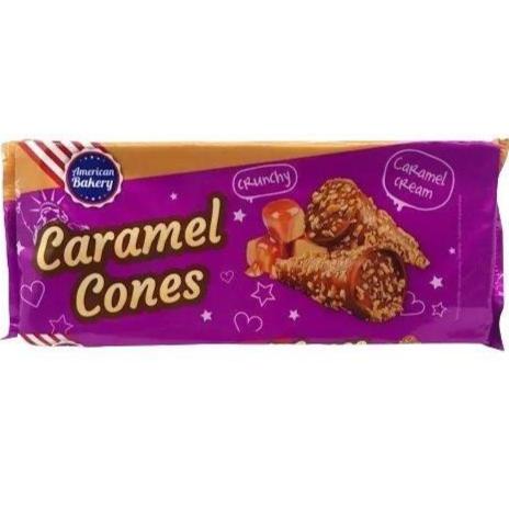 American Bakery caramel cones - Coni di cioccolato con ripieno di caramello - 112g