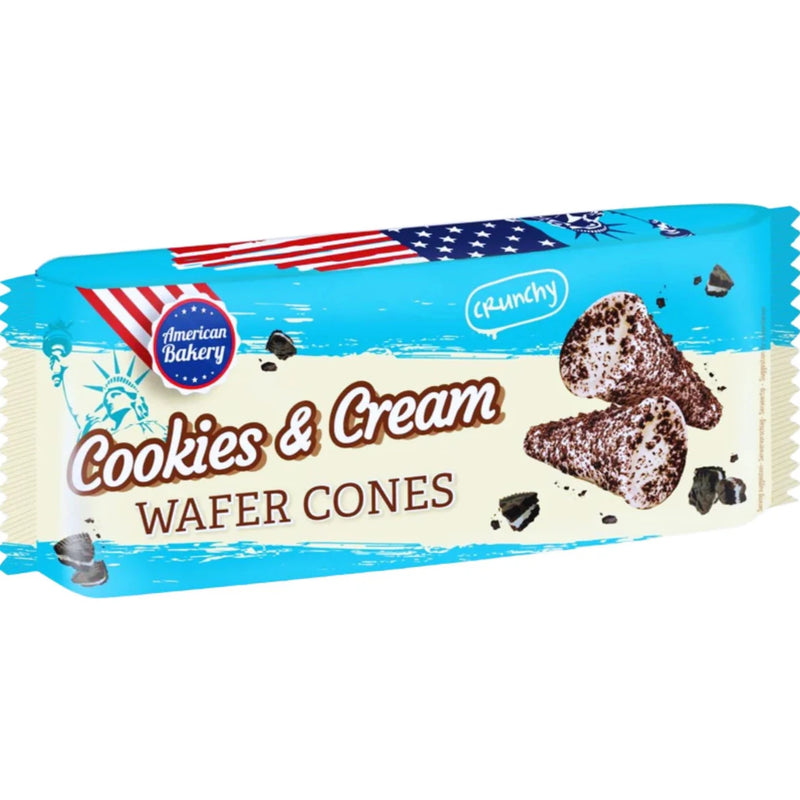 American Bakery wafer cones - Coni gusto crema e biscotti - 100g