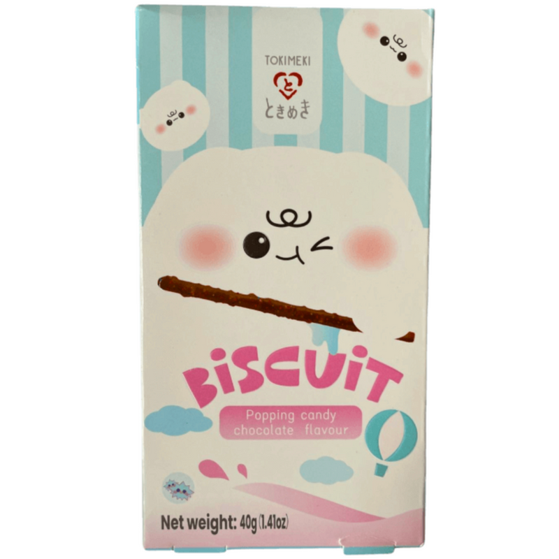 Tokimeki biscuit stick Popping candy - Biscotti ricoperti di cioccolato e caramelle scoppiettanti - 40g