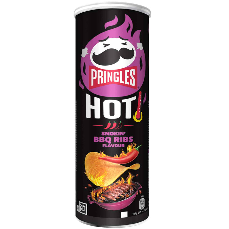 Pringles Hot Smokin' BBQ Ribs - Patatine piccanti gusto costolette  - 160g