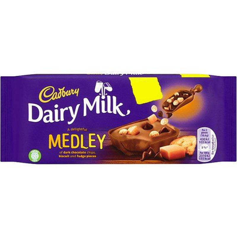 Cadbury Dairy Milk Medley Fudge - Cioccolato con Caramello e Biscottini - 93g