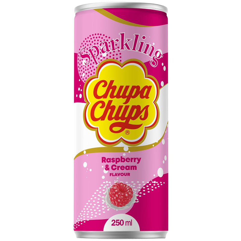Chupa Chups Sparkling Raspberry Cream - Bevanda frizzante Lampone e Panna - 250ml