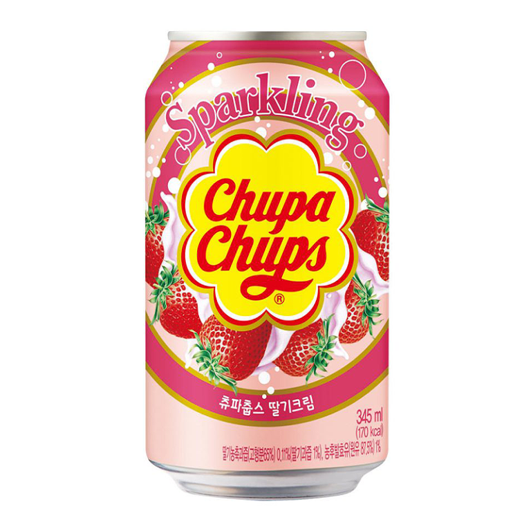Chupa Chups Sparkling Strawberry - Bevanda frizzante Fragola e Panna - 345ml