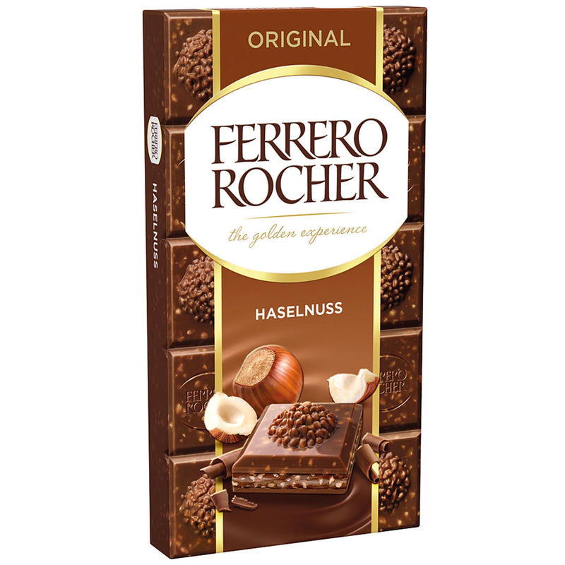Ferrero Rocher Milk Chocolate Hazelnut Bar - Tavoletta di Cioccolata al latte e Nocciole - 90g