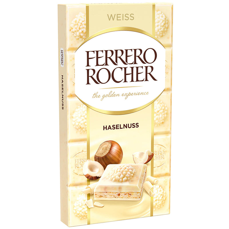 Ferrero Rocher White Chocolate Hazelnut Bar - Tavoletta di Cioccolata Bianca e Nocciole - 90g