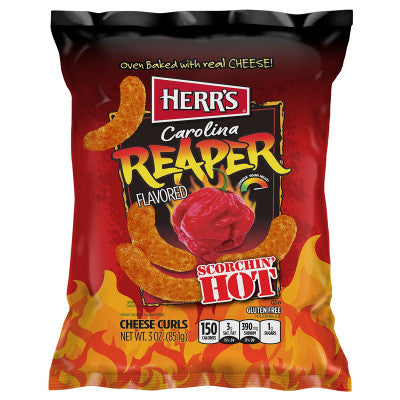 Herr's Carolina Reaper Cheese Curls Chips - Super Piccanti