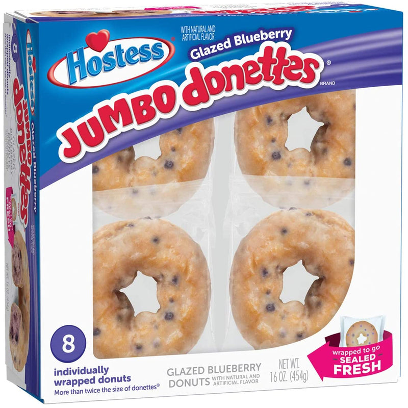 Hostess Glazed Blueberry Jumbo Donettes - Donuts Glassati con Mirtilli