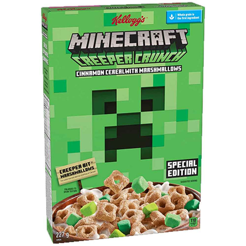 Kellogg's Minecraft Creeper Crunch Cereal - Cereali Marshmallow e Cannella - 227g