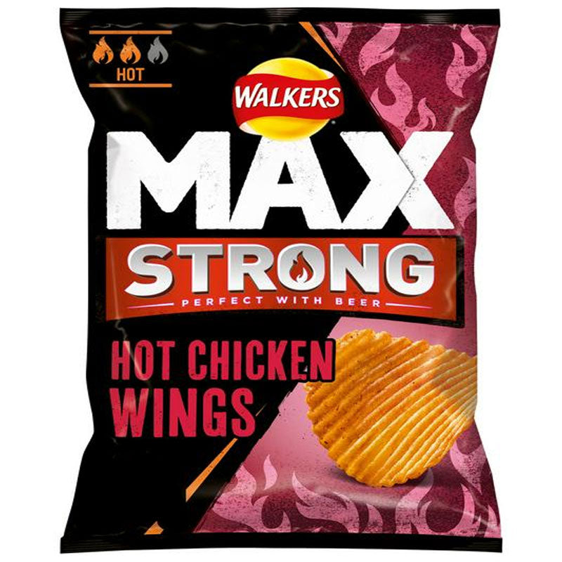 Walkers Max Strong Hot Chicken Wings - Patatine gusto Alette di Pollo piccanti - 50g