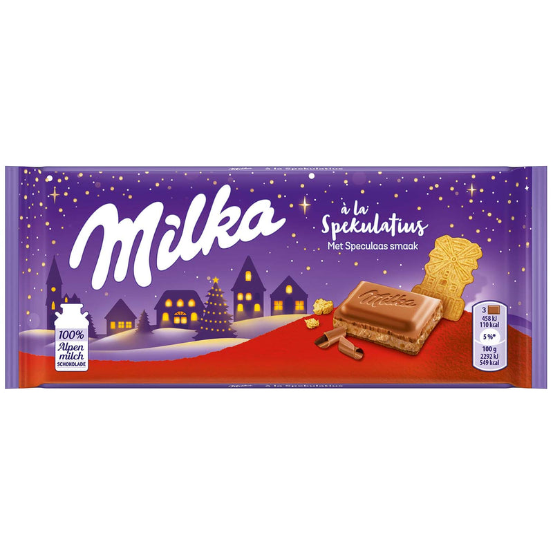 Milka Spekulatius Bar - Tavoletta di Cioccolato al latte e Biscotti Speculoos - 100g
