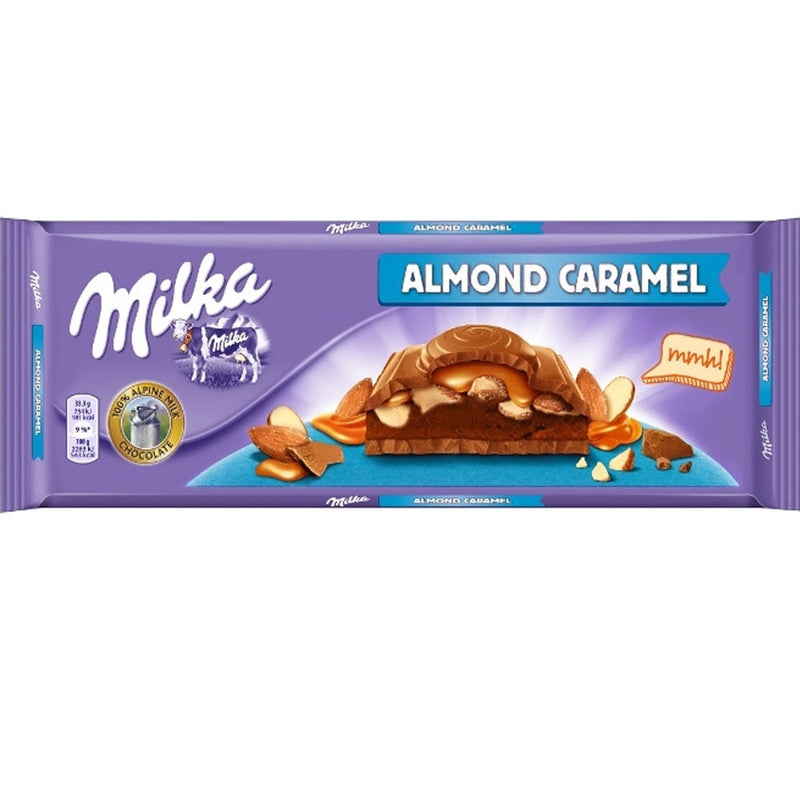 Milka Almond Caramel - Tavoletta di Cioccolato con Mandorle e Caramello - XXL - 300g