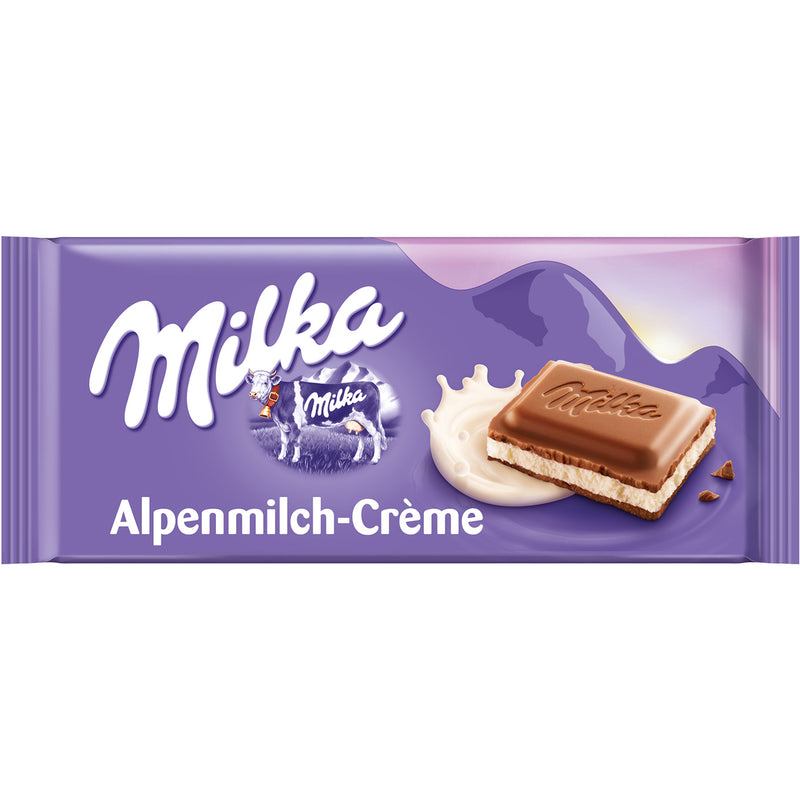 Milka Alpine Milk Cream - Tavoletta di Cioccolato ripieno di Crema al Latte Alpino - 100g
