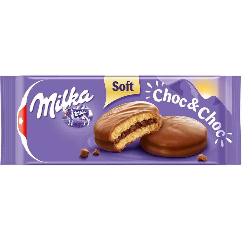 Milka Choc & Choc - Biscotti morbidi ripieni e ricoperti di Cioccolato - 175g