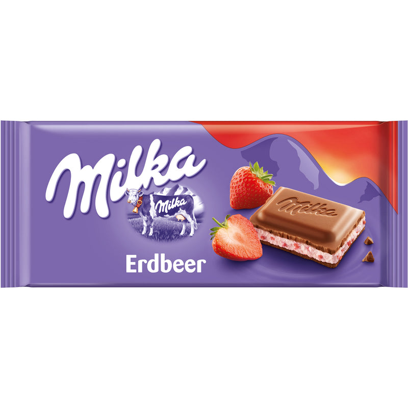Milka Strawberry Bar - Tavoletta di Cioccolata con crema di Fragola - 100g