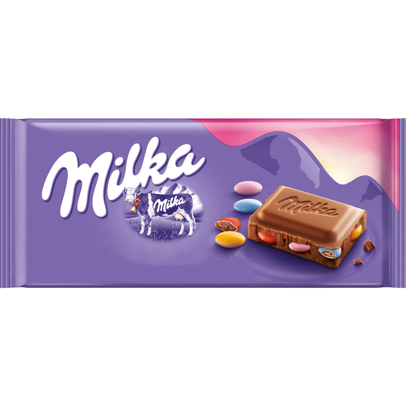 Milka Smarties Bar - Tavoletta di Cioccolato al latte con Smarties - 100g