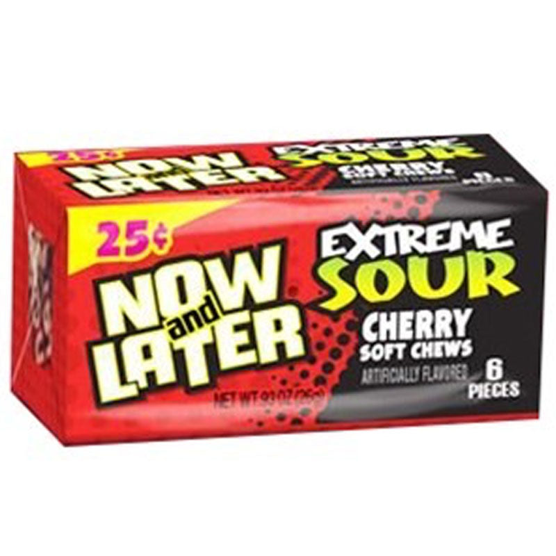 Now & Later Extreme Sour Chewy Cherry - Caramelle morbide aspre alla Ciliegia - 26g