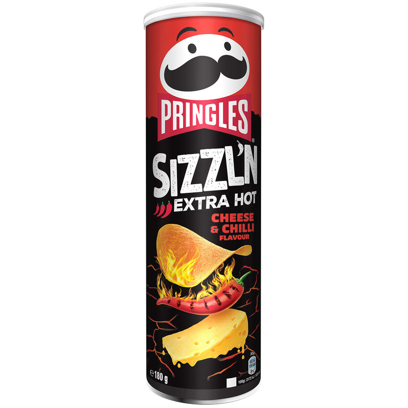 Pringles Sizzl'n Extra Hot Cheese - Patatine piccanti al Formaggio - 180g
