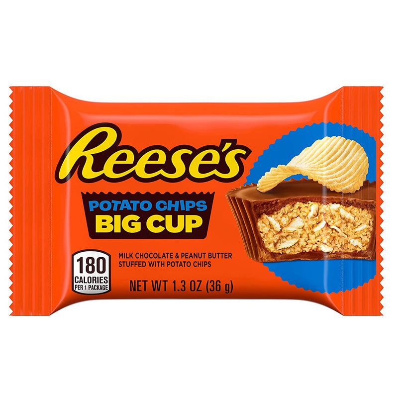 Reese's Big Cup Potato Chips Peanut Butter Cups - Cioccolato con Burro d'Arachidi e Patatine - 36g