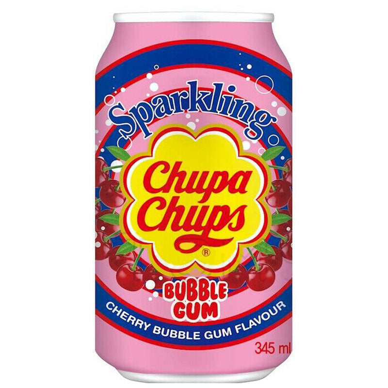 Chupa Chups Sparkling Cherry Bubble Gum - Bevanda frizzante gusto Bubble Gum alla Ciliegia - 345ml