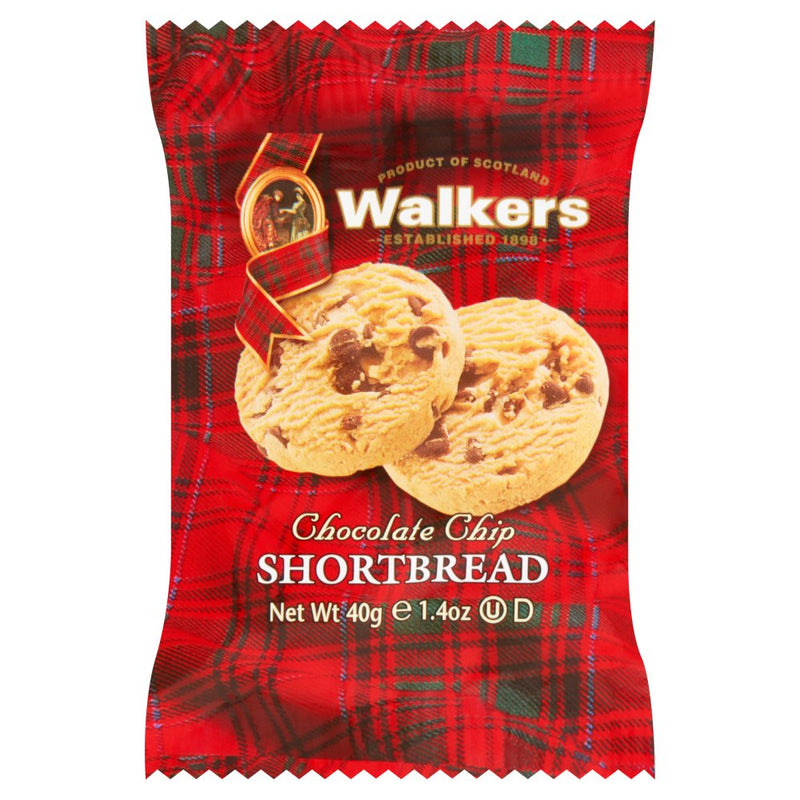 Walkers Chocolate Chips Shortbread Cookies - Biscotti al burro con Cioccolato - 40g