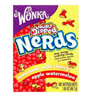 Wonka Nerds Double Dipped Nerds - Caramelline gusto Limone Ciliegia e Mela Anguria - 46g
